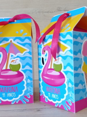 Lembrancinha pool party - caixa milk