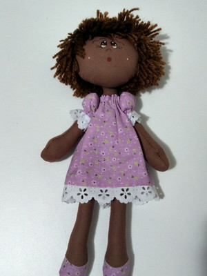 Boneca de pano negra 27cm