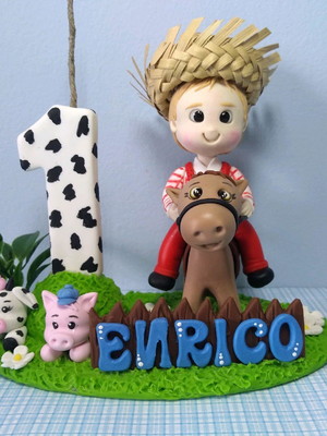 Vela fazendinha menino personalizada