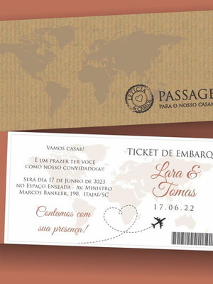 Convites de casamento | passagem aérea | terracota