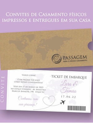 Convites de casamento | passagem aérea | framboesa