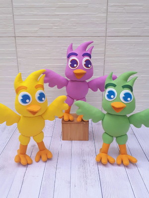 Trio de passarinhos mundo bita em feltro - 36 cm de altura