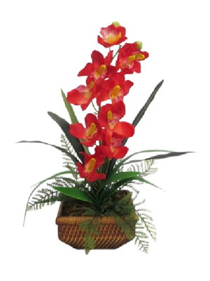 Arranjo orquídeas - cymbidium-vermelha