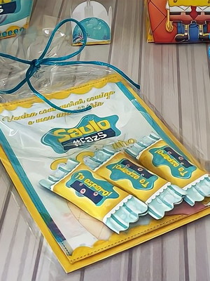 Convite com balas personalizadas bob esponja