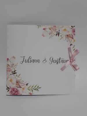 Convite de casamento floral rosa