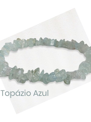 Pulseira natural topázio azul em cascalho longevidade