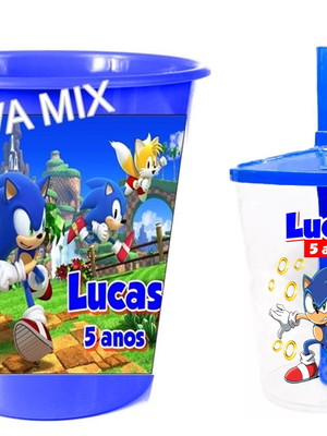 Balde de pipoca grande+copo twister sonic temos todos temas