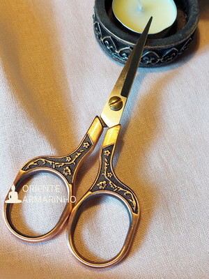 Tesoura bronze bordado/uso em geral requintada