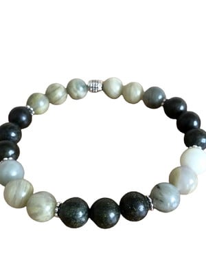 Pulseira serpentinita e jaspe pedras naturais