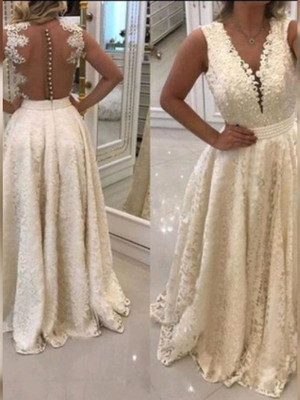 Vestido de noiva longo bordado off white