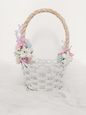 Cesta florista para casamento tons pastel, candy color