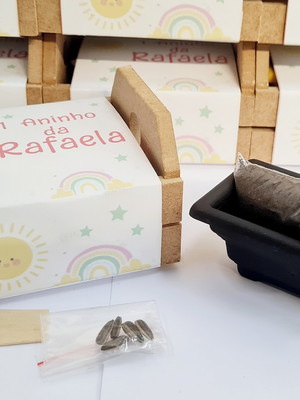 Lembrancinha para plantar com cinta personalizada - sol