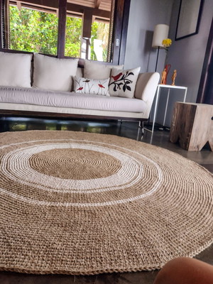 Tapete 1,2m crochê sisal e cru