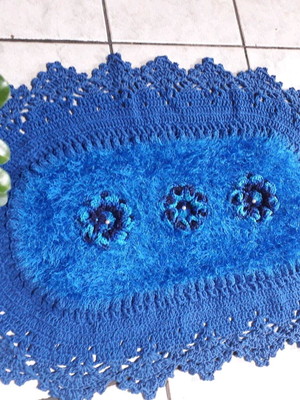 Tapete oval luxo, azul royal