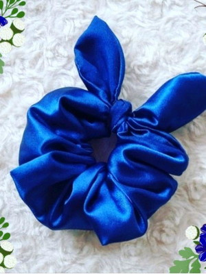 Xuxinha de cabelo scrunchie azul cetim