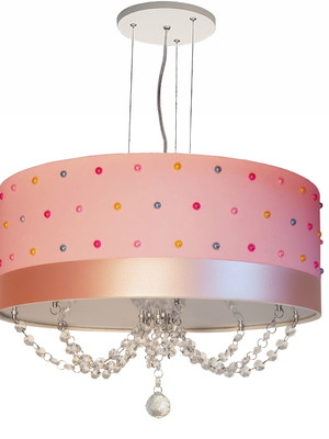 Luminária pendente pérolas coloridas e cristal 50x15 4552