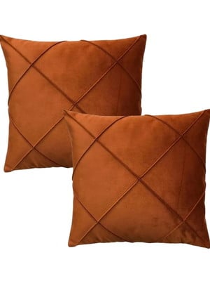 Kit 2 capas de almofada veludo drapeada terracota