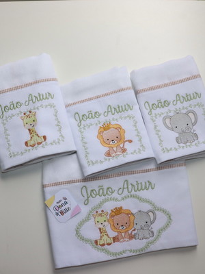 Fraldas ombro, passeio e fraldinha de boca personalizado