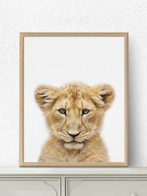 Quadro quarto infantil safari leão filhote