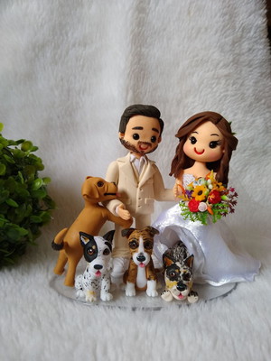 Topo de bolo casamento com pets