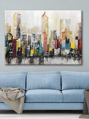 Quadro contemporâneo moderno edifício colorido 5028