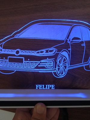 Luminária abajur de acrílico com led golf gti