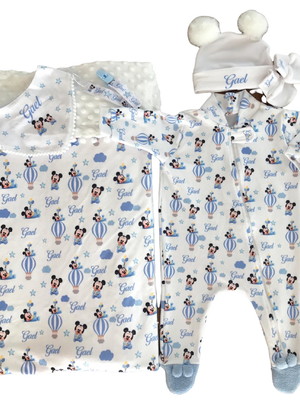 Kit personalizado manta com macacão e touca