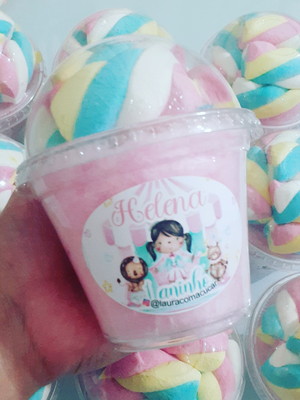 Copo algodão doce com marshmellow ou suspiro