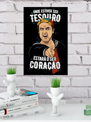 Placa decorativa quico tesouro chaves frase em mdf bordão