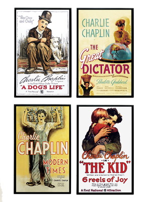 Kit de quadros charles chaplin cartazes
