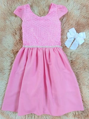 Vestido infantil rosa, veste 10 anos