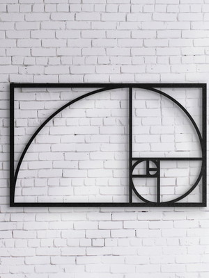 Aplique de parede mdf sequencia fibonacci 67x43cm decoração