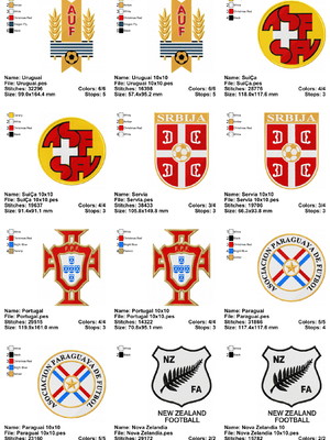 Matriz de bordado coleção times seleções do mundo pes