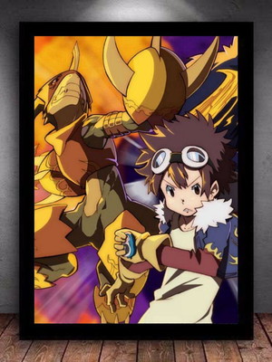Quadro digimon davis e flamedramon arte