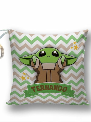 Chaveiro almofada baby yoda + tag + embalagem
