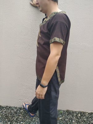 Conjunto medieval camisa e calça suede
