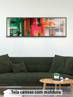 Quadro decorativo panorâmico cromo 120x35cm com moldura
