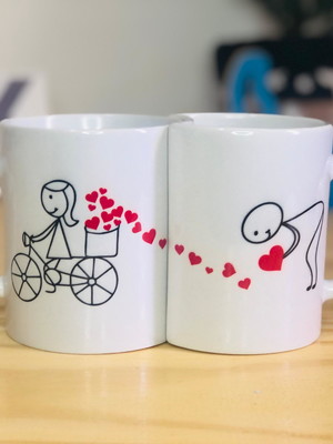Caneca dupla coração personalizada
