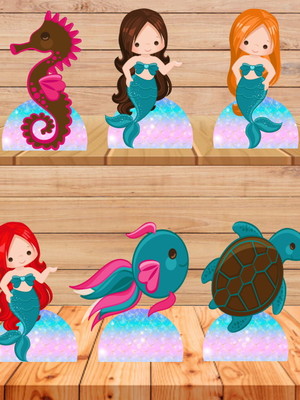 Sereia e fundo do mar displays kit com 10 peças