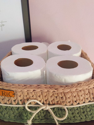 Cachepô quadrado de crochê fio de malha base mdf