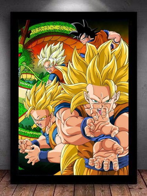 Quadro decorativo arte goku saiyajin dragon ball