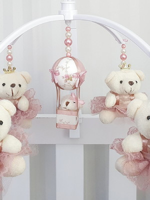 Mobile para berço musical giratório princesas rosé