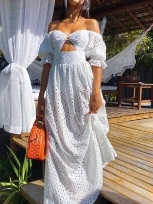 Vestido longo branco manga bufante noiva civil prewedding