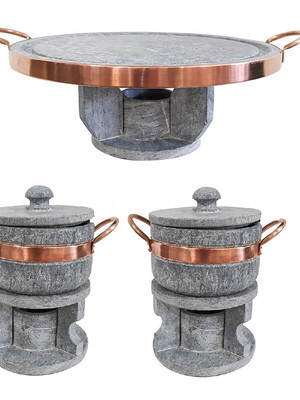 Kit fondue 27 cm + 2 fondue 500ml pedra sabão natural