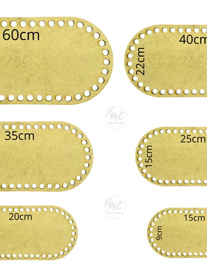 Kit 6 bases mdf crochê oval arredondada - 6 peças