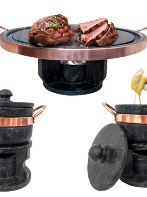 Fondue pedra sabão 27 cm + 2 fondue 500ml curado