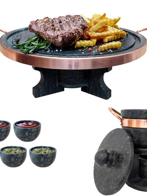 Fondue 37 pedra sabão + fondue 800ml + 5 tigelas curado
