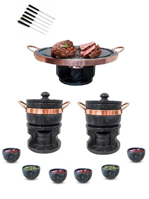 Kit fondue de 37 cm 2 de 800ml 6 tigelas 6 garfinhos