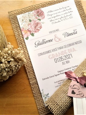 Convite de casamento rústico com juta