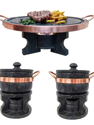 Fondue 37 pedra sabão + 2 fondue 500ml pedra sabão curados